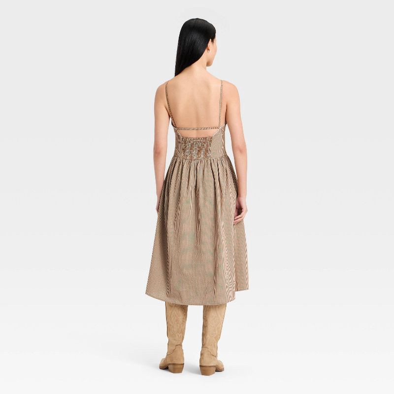 slide 2 of 3, Women's Corset Midi Dress - A New Day™ Brown Gingham M, 1 ct