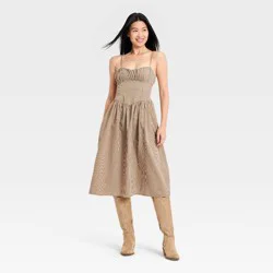 Women's Corset Midi Dress - A New Day™ Brown Gingham M