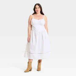 Women's Corset Midi Dress - A New Day™ White XXL