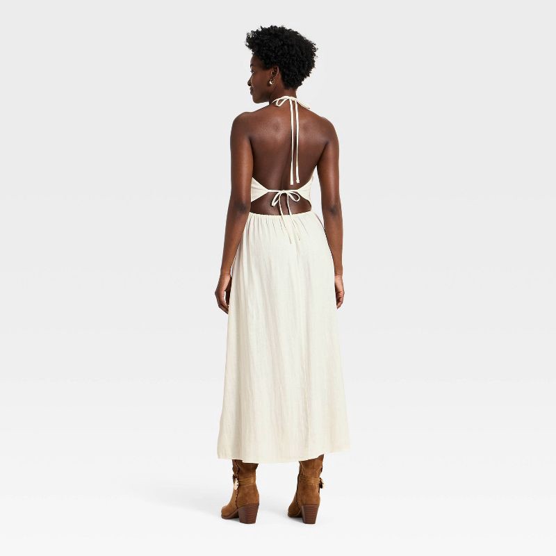 slide 2 of 3, Women's Embroidered Skater Dress - A New Day™ Cream M, 1 ct