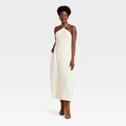 Women's Embroidered Skater Dress - A New Day™ Cream M