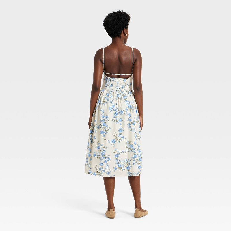 slide 2 of 3, Women's Corset Midi Dress - A New Day™ Blue Floral M, 1 ct