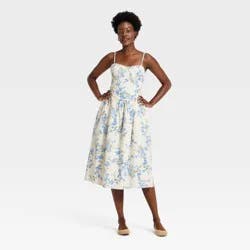 Women's Corset Midi Dress - A New Day™ Blue Floral M