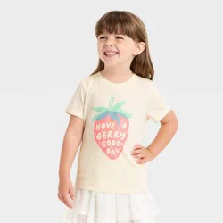 Toddler Girls' Short Sleeve 'Have a Berry Good Day' Graphic T-Shirt - Cat & Jack™ Cream 3T