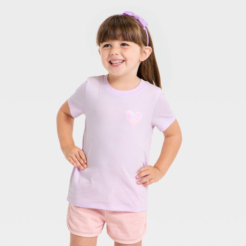 slide 1 of 4, Toddler Girls' Gummy Heart T-Shirt - Cat & Jack™ Light Purple 4T, 1 ct