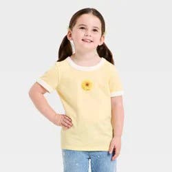 Toddler Girls' Daisy Ringer T-Shirt - Cat & Jack™ Light Yellow 3T
