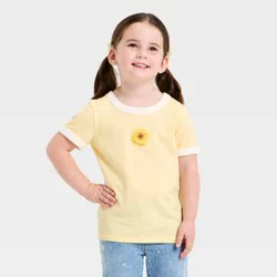 Toddler Girls' Daisy Ringer T-Shirt - Cat & Jack™ Light Yellow 4T
