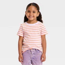 Toddler Girls' Short Sleeve Striped T-Shirt - Cat & Jack™ Light Purple 5T