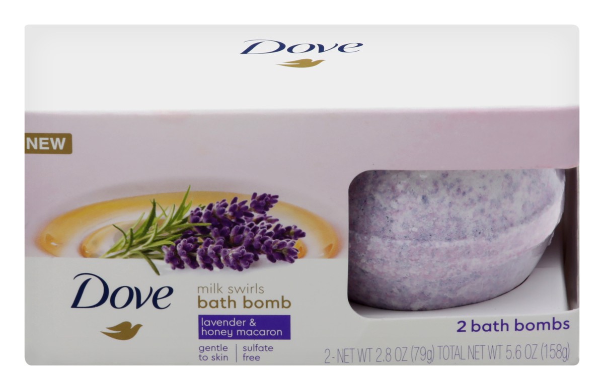 slide 1 of 1, Dove Bath Bomb Lavender & Honey Macaron, 2 ct; 2.8 oz