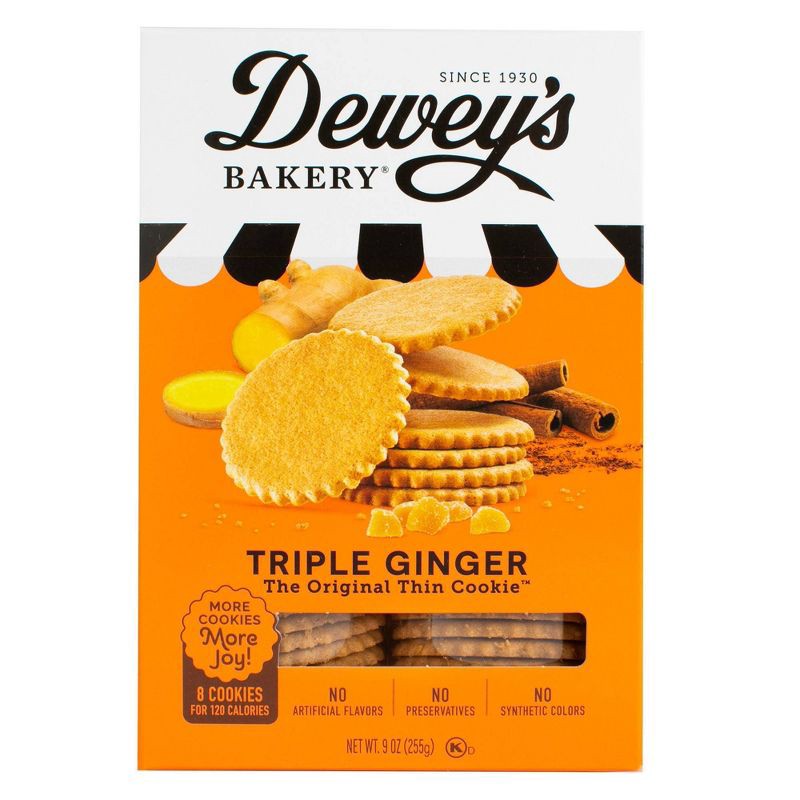 slide 1 of 6, Dewey's Bakery Cookies Triple Ginger Thins - 9oz, 9 oz