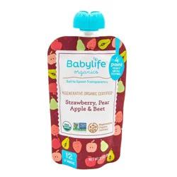 Babylife Organics Strawberry Pear Apple and Beet Baby Food Pouch - 3.5oz: 10 Months And Up, 2nd Stage, Pureed Baby Food, Ready To Eat