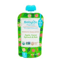 Babylife Organics Apple Carrot Spinach and Kale Baby Food Pouch - 3.5oz: 10 Months and Up, 2nd Stage, Pureed Baby Food, Ready to Eat