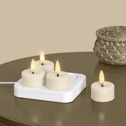 W&A Home 2"x2" 4pk Rechargeable LED Plastic Tea Light Candle