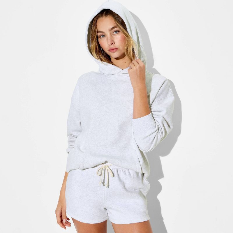 slide 1 of 3, Women's Mid-Rise Fleece Pull-On Shorts - Wild Fable™ Heather Gray XL, 1 ct