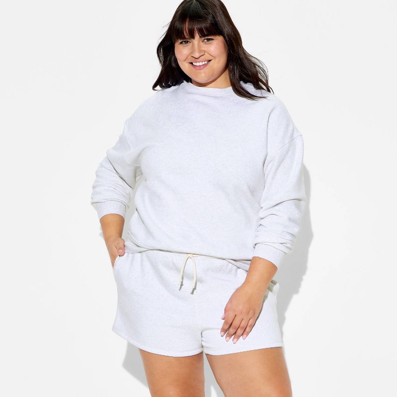 slide 1 of 3, Women's Mid-Rise Fleece Pull-On Shorts - Wild Fable™ Heather Gray XXL, 1 ct