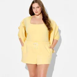 Women's Mid-Rise Fleece Pull-On Shorts - Wild Fable™ Light Yellow XXL