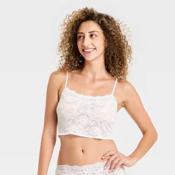 Women's Lace Cropped Cami - Wild Fable™ White XS