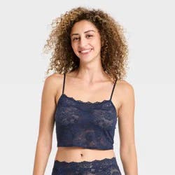 Women's Lace Cropped Cami - Wild Fable™ Navy Blue XS