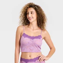 Women's Lace Cropped Cami - Wild Fable™ Light Purple S