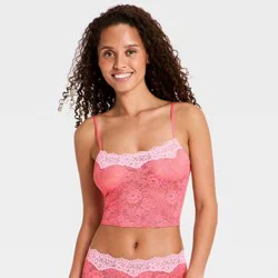 Women's Lace Cropped Cami - Wild Fable™ Pink S