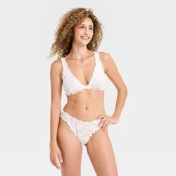 Women's Lace Bralette & Panty Set - Wild Fable™ White XL