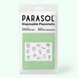 Parasol 4ct Disposable Placemats - White: Non-Toxic, Polypropylene, Printed, Food Theme