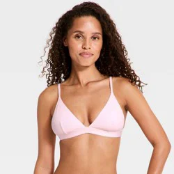 Women's Cotton Rib Triangle Bralette - Wild Fable™ Pink XS