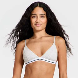 Women's Cotton Rib Triangle Bralette - Wild Fable™ Heather Gray S
