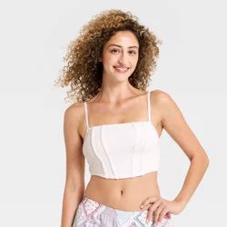 Women's Cotton Rib Corset Bralette - Wild Fable™ White S