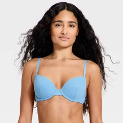 Women's Lightly Lined Ribbed Demi Bra - Wild Fable™ Blue 36A