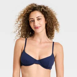 Women's Unlined Ribbed Demi Bra - Wild Fable™ Navy Blue 36C