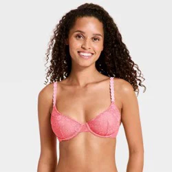 Women's Lace Unlined Demi Bra - Wild Fable™ Pink 32B