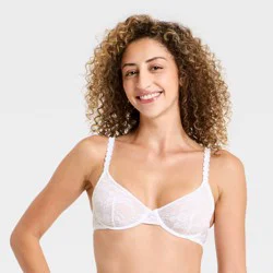 Women's Lace Unlined Demi Bra - Wild Fable™ White 32B