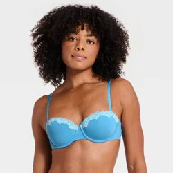 Women's Removable Push Up Balconette Bra - Wild Fable™ Blue 34B