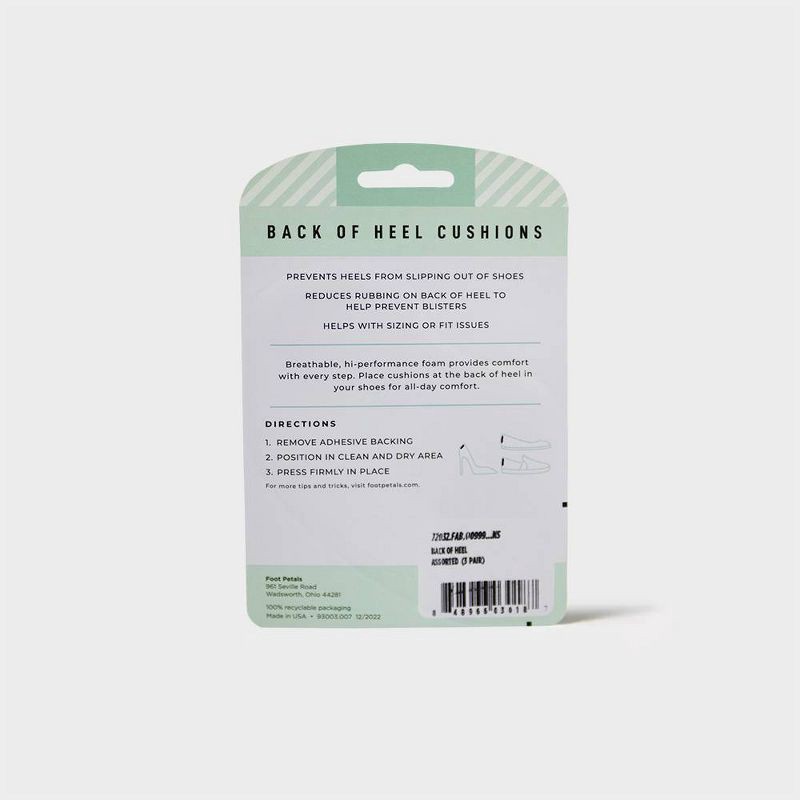 slide 3 of 4, Fab Feet Women's by Foot Petals Back of Heel Cushions - 3 pair, 1 ct