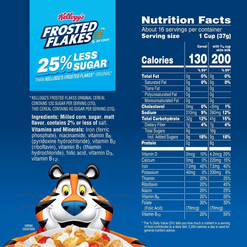 slide 2 of 12, Kellogg's Frosted Flakes Reduced Sugar Family Size Breakfast Cereal - 20.3oz, 20.3 oz