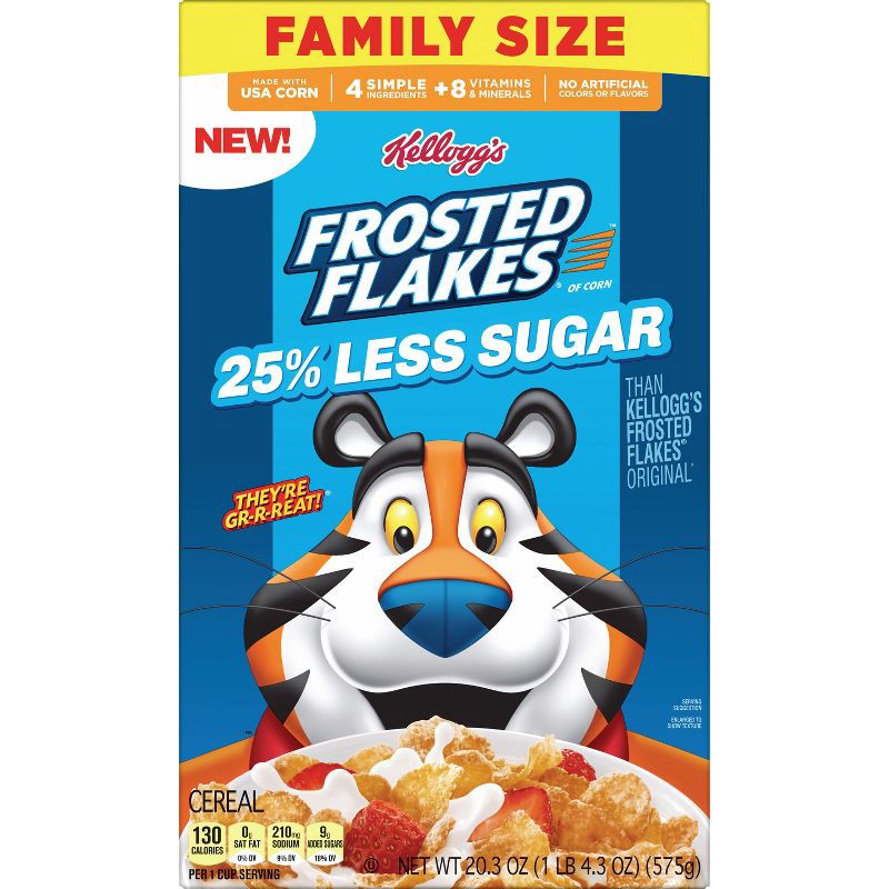 slide 7 of 12, Kellogg's Frosted Flakes Reduced Sugar Family Size Breakfast Cereal - 20.3oz, 20.3 oz