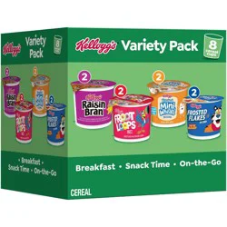 Kellogg's Raisin Bran, Froot Loops, Frosted Mini Wheats and Frosted Flakes Variety Pack Breakfast Cereal Cups - 17.2oz/8ct