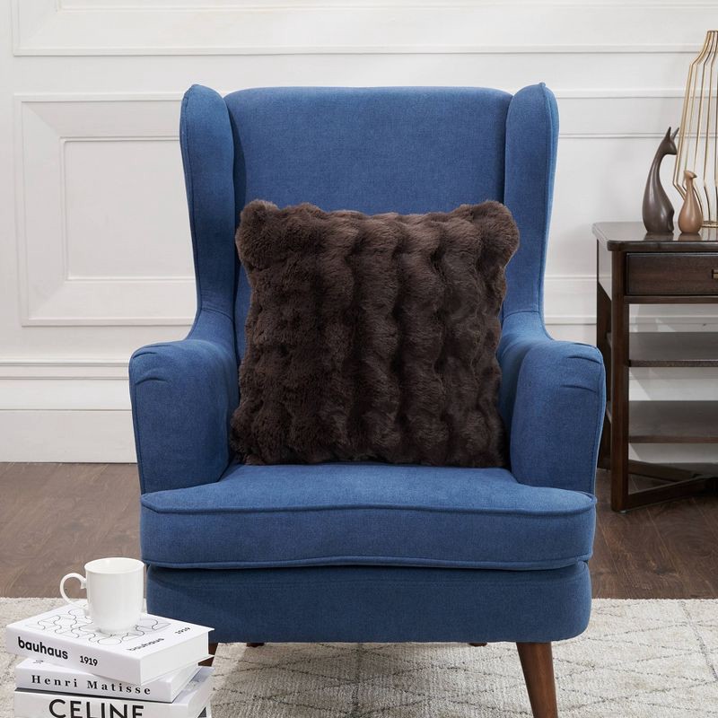 slide 4 of 4, National Brand 20" Bubble Faux Fur Square Indoor Throw Pillow Chocolate Brown, 1 ct