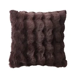 National Brand 20" Bubble Faux Fur Square Indoor Throw Pillow Chocolate Brown