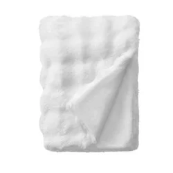 National Brand Bubble Faux Fur Throw Blanket Ivory