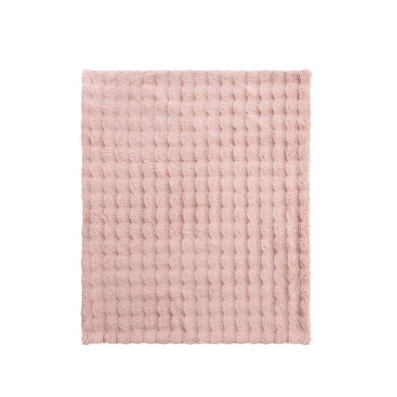 slide 3 of 4, National Brand Bubble Faux Fur Throw Blanket Blush, 1 ct