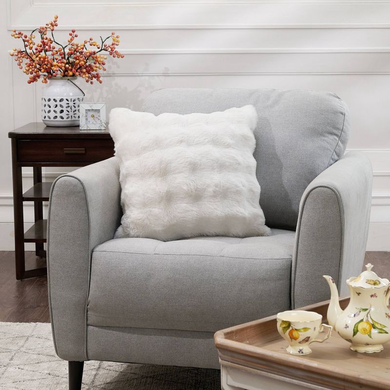 slide 3 of 4, National Brand 20" Bubble Faux Fur Square Indoor Throw Pillow Ivory, 1 ct