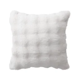 National Brand 20" Bubble Faux Fur Square Indoor Throw Pillow Ivory