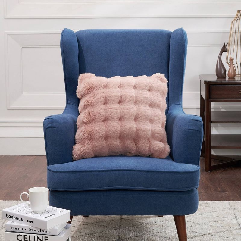 slide 4 of 4, National Brand 20" Bubble Faux Fur Square Indoor Throw Pillow Blush, 1 ct