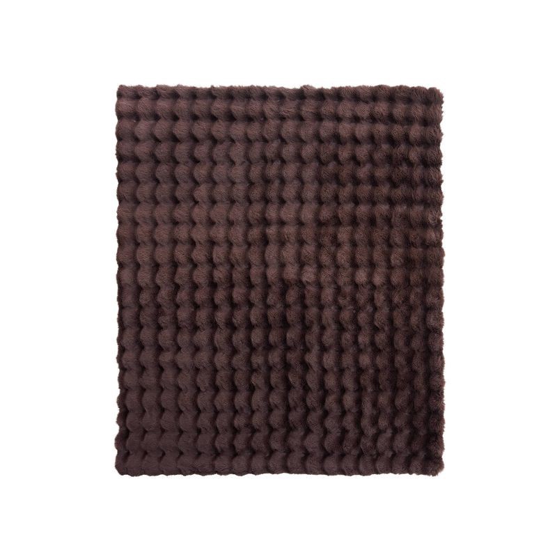 slide 3 of 4, National Brand Bubble Faux Fur Throw Blanket Chocolate Brown, 1 ct