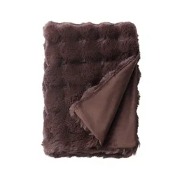 National Brand Bubble Faux Fur Throw Blanket Chocolate Brown