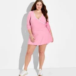 Women's ButterBliss Long Sleeve Deep V-Neck Wrap Top - Wild Fable™ Blush XXL