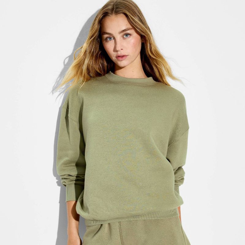 slide 1 of 3, Women's Oversized Pullover Sweatshirt - Wild Fable™ Dark Taupe M, 1 ct