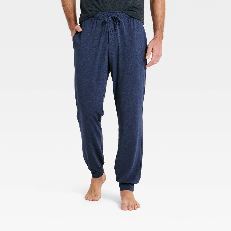 slide 1 of 3, Men's All Night Knit Jogger Pajama Pants - Goodfellow & Co™ Heathered Navy Blue M, 1 ct